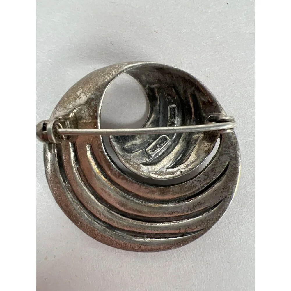 Jewelry Vintage 925 Sterling Silver Marcasite Swirl Brooch Pin 20s Art Deco Core - Picture 7 of 9